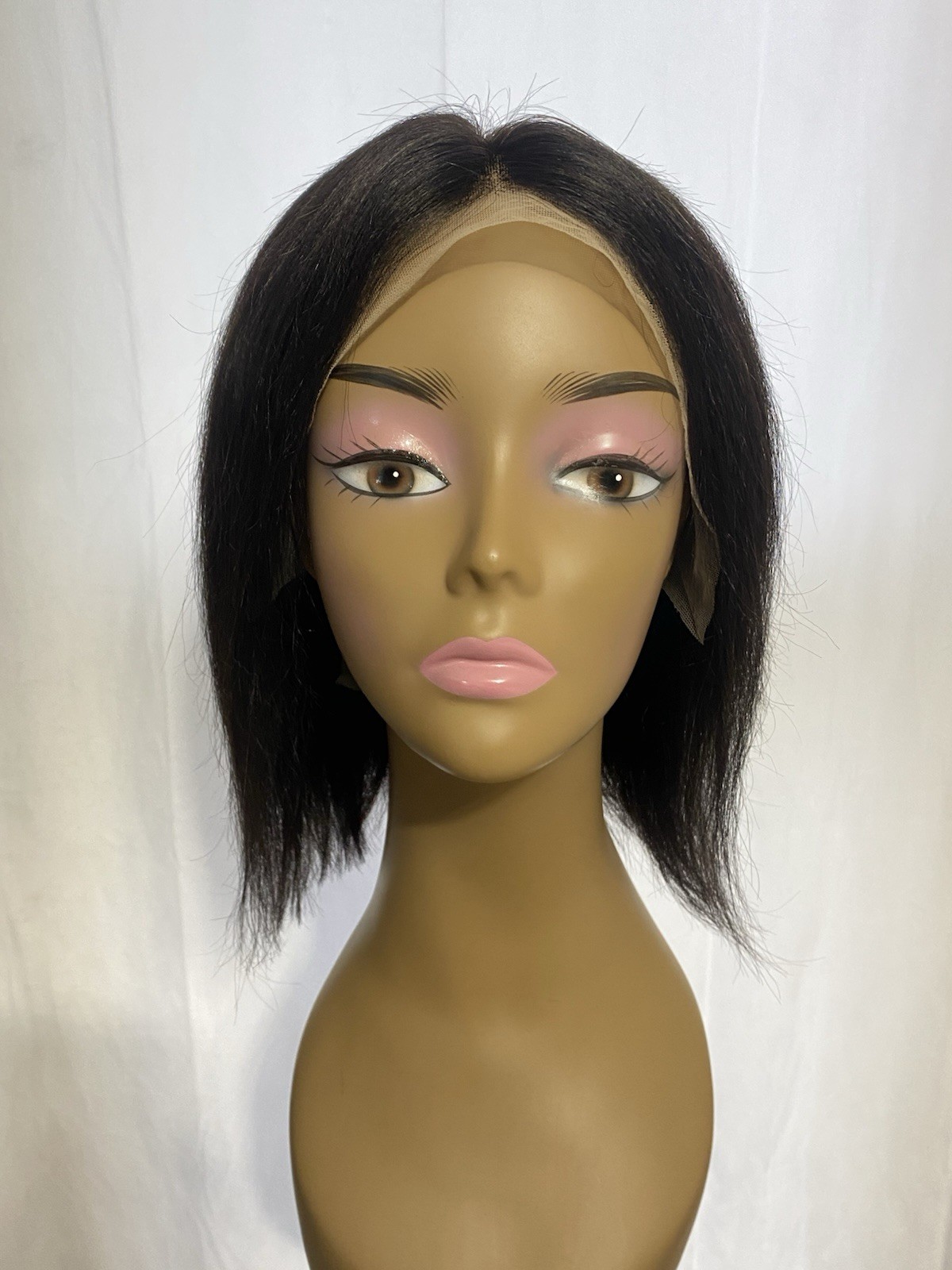 10” HD Lace Front Bob Wig 13×4 Pre Plucked Yaki Human Hair Black Natural Density
