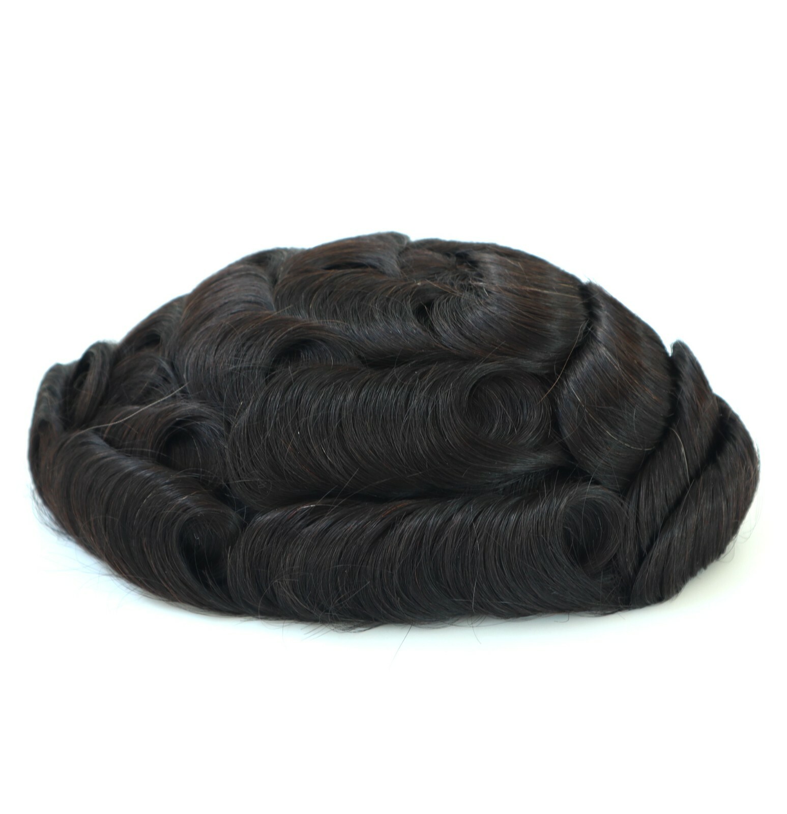 Mens Hair Replacement System Durable Fine Mono Toupee Indian Remy Hairpiece #1B