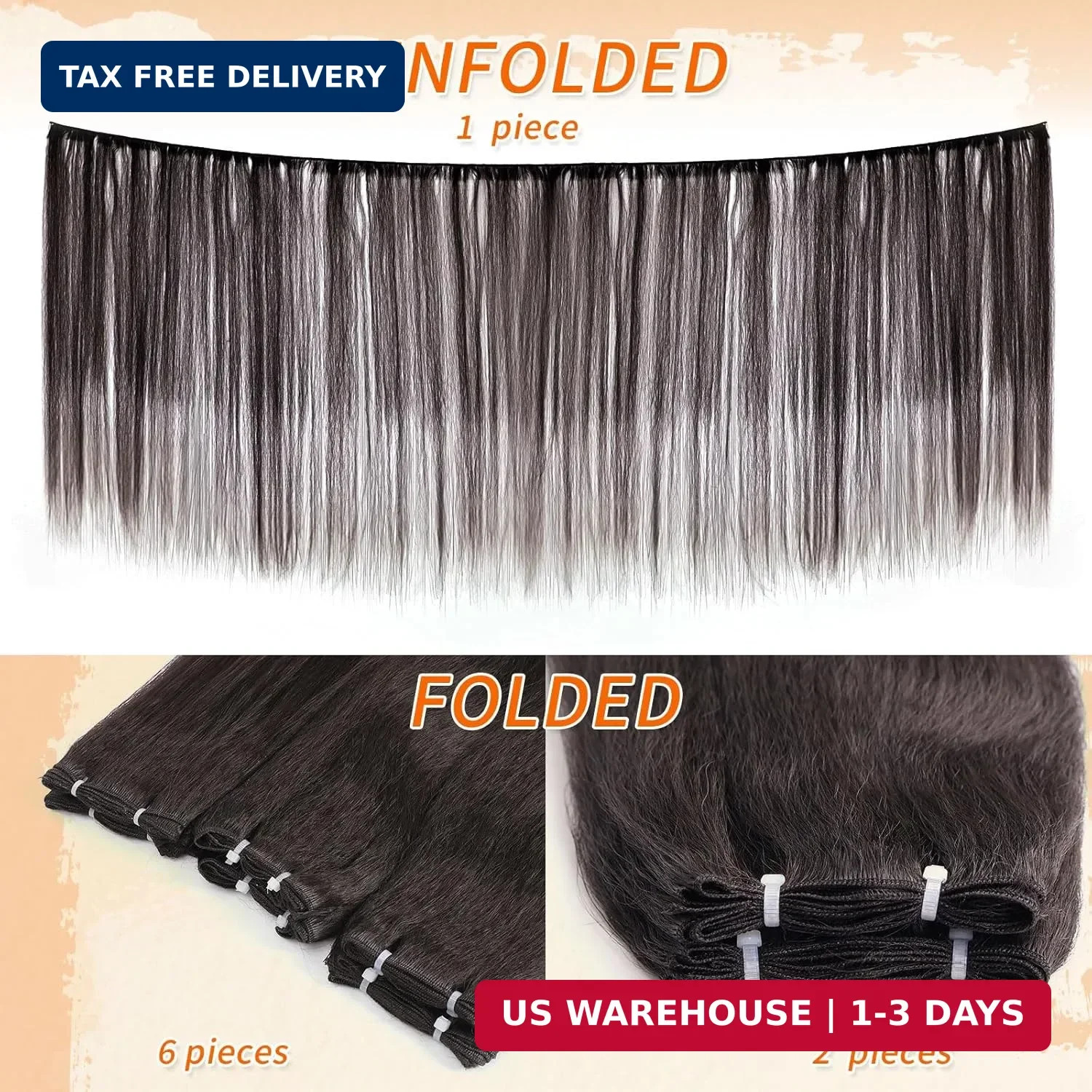 6 Bundles Yaki straight bundles hair,Human Blend Synthetic Hair Yaki Straight fo