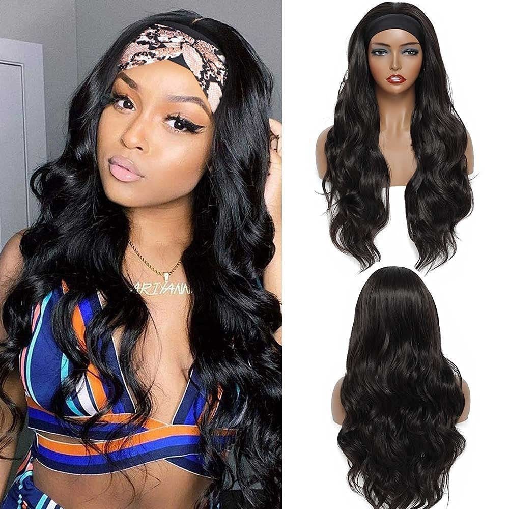 Multi-color Ice Silk Headband Body Wavy Wig Heat Resistant Synthetic Wig For