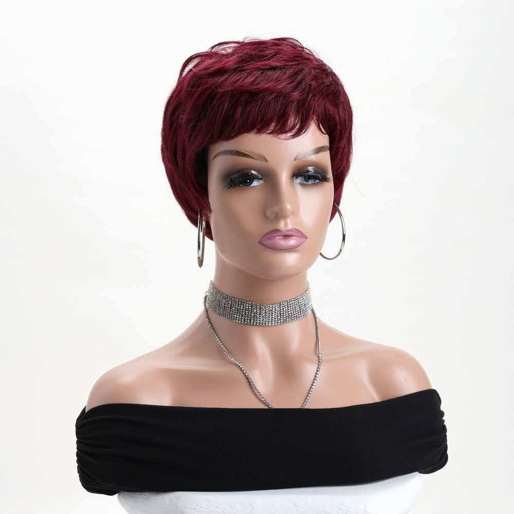 10″ Short Burgundy Women Full Wig Cosplay Party Heat Resistant Synthetic Hair