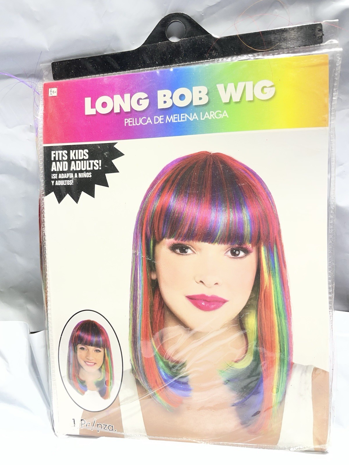 LONG BOB RAINBOW WIG w BANGS FITS ADULT & CHILDREN PRIDE