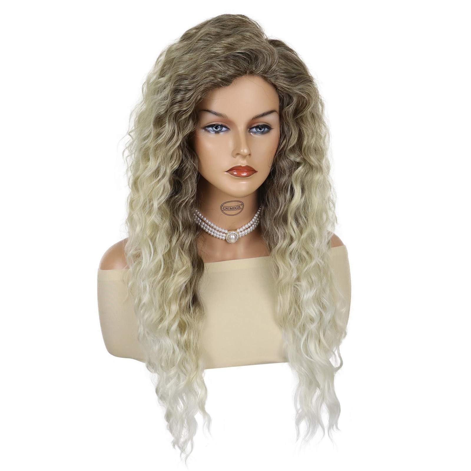 Long Curly Blonde Ombre Wig 26″ – Natural Thick Synthetic Hair for Women