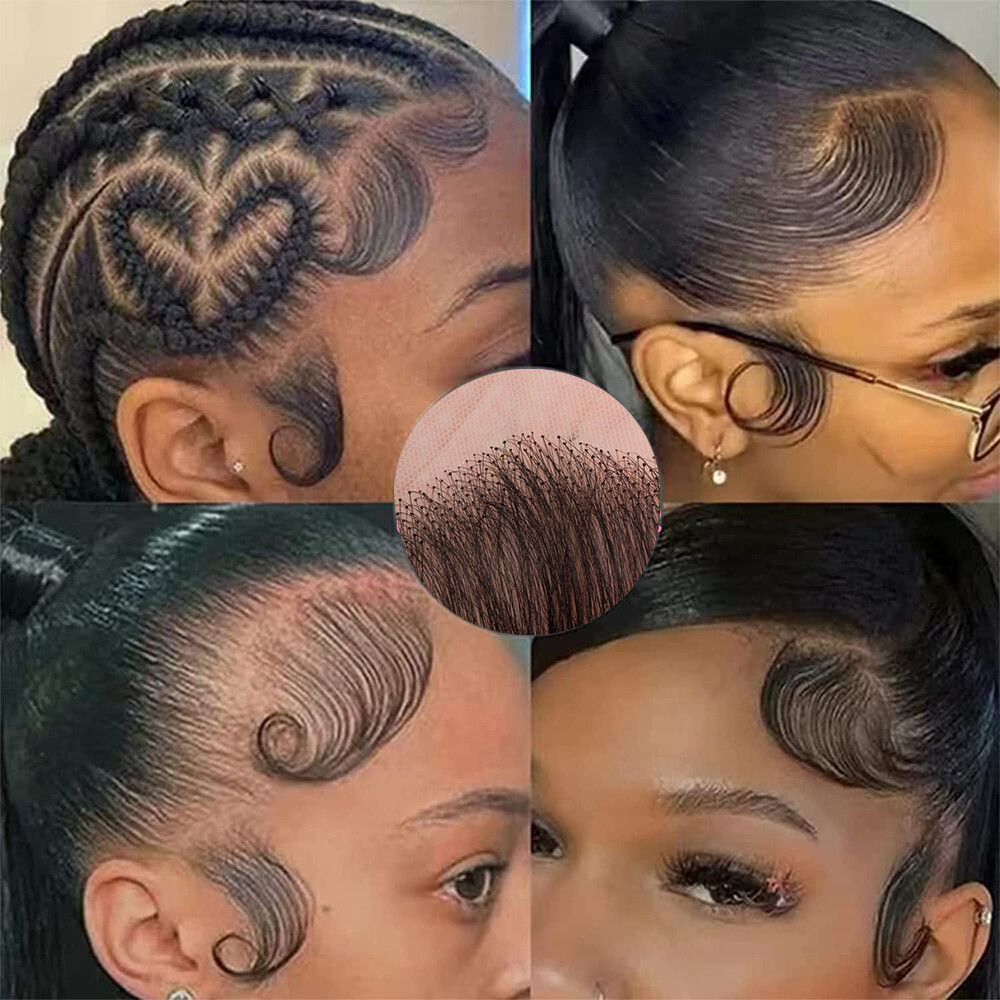 4Pcs Lace Baby Hair Stripes Human Virgin Hair Edge Natural Black Women Reusable