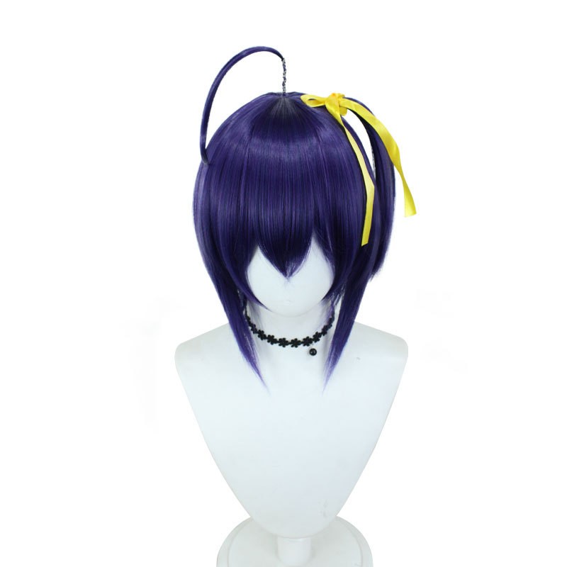 Women’s Wigs Ladies Blue Purple Short Straight Hair Synthetic Wig+Wig Cap