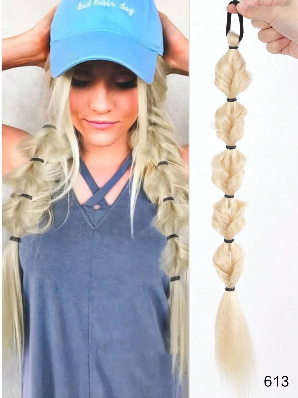 Lantern Bubble Braids Ponytail Extensions Synthetic with Hair Tie for Women