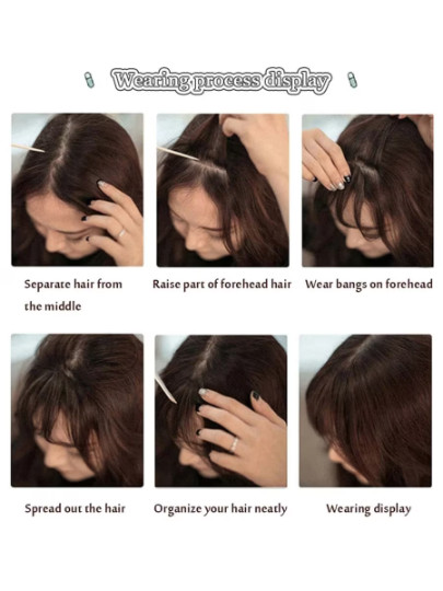 Clip In Synthetic Fiber Front Bangs With Sideburns, Black
