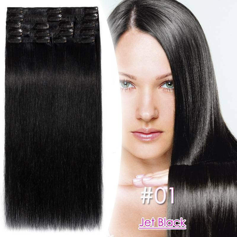 Luxury THICK 170g++ Double Weft Clip In Remy Human Hair Extensions Full Head US