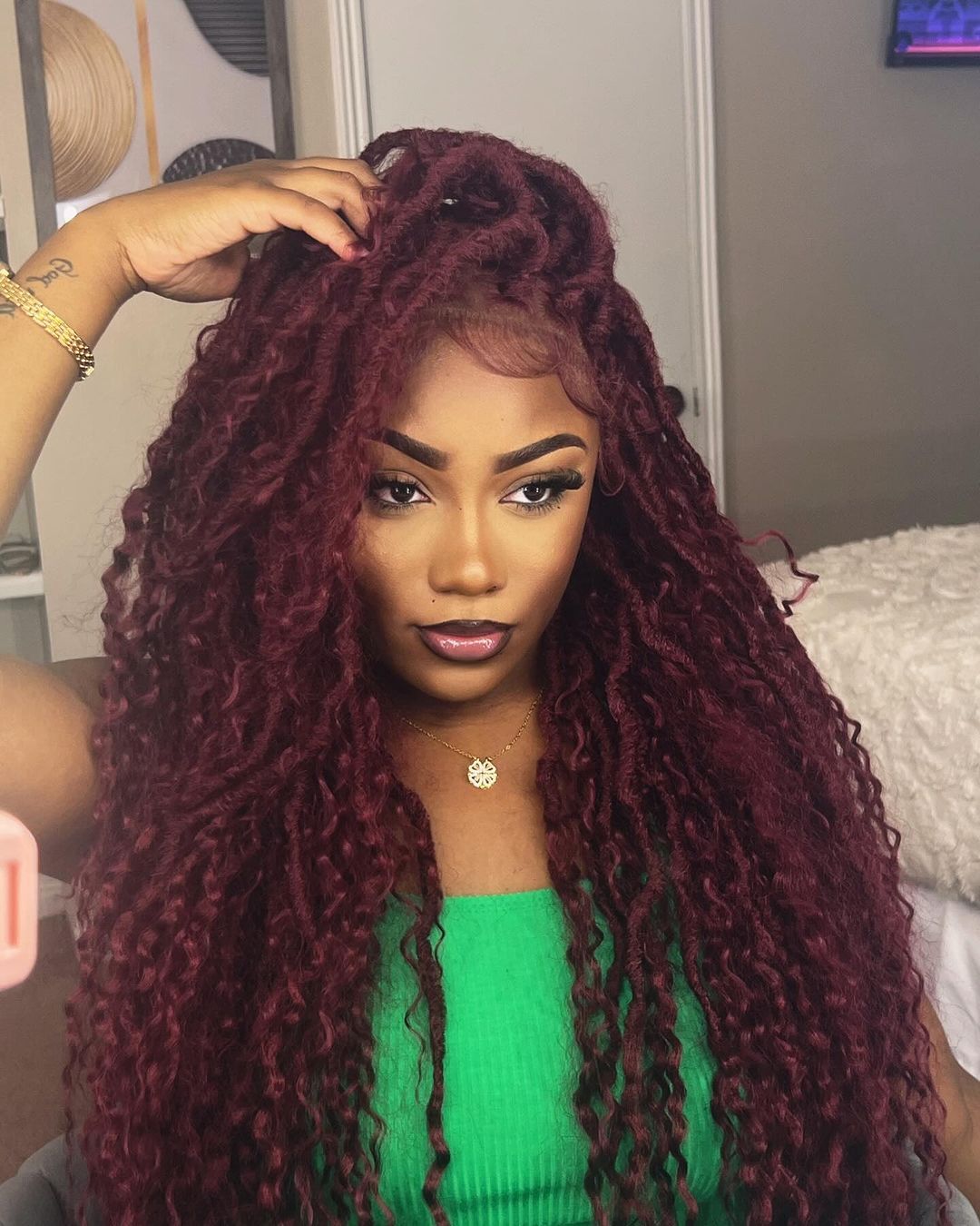 LUXLUXE Flora 30-inch Full Hand-tied Boho Locs Style Lace Braid Wig BLB-0160