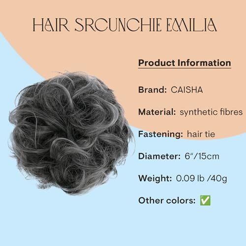 Big Hairpiece Scrunchy Updo Bridal Hairstyle curly ash gray mix #1T171 G26E