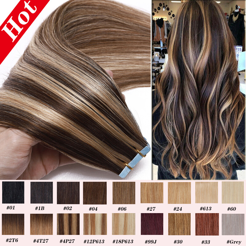 CLEARANCE 20-60pcs Thick Tape In 100% Real Human Hair Extensions Super Glue 150g