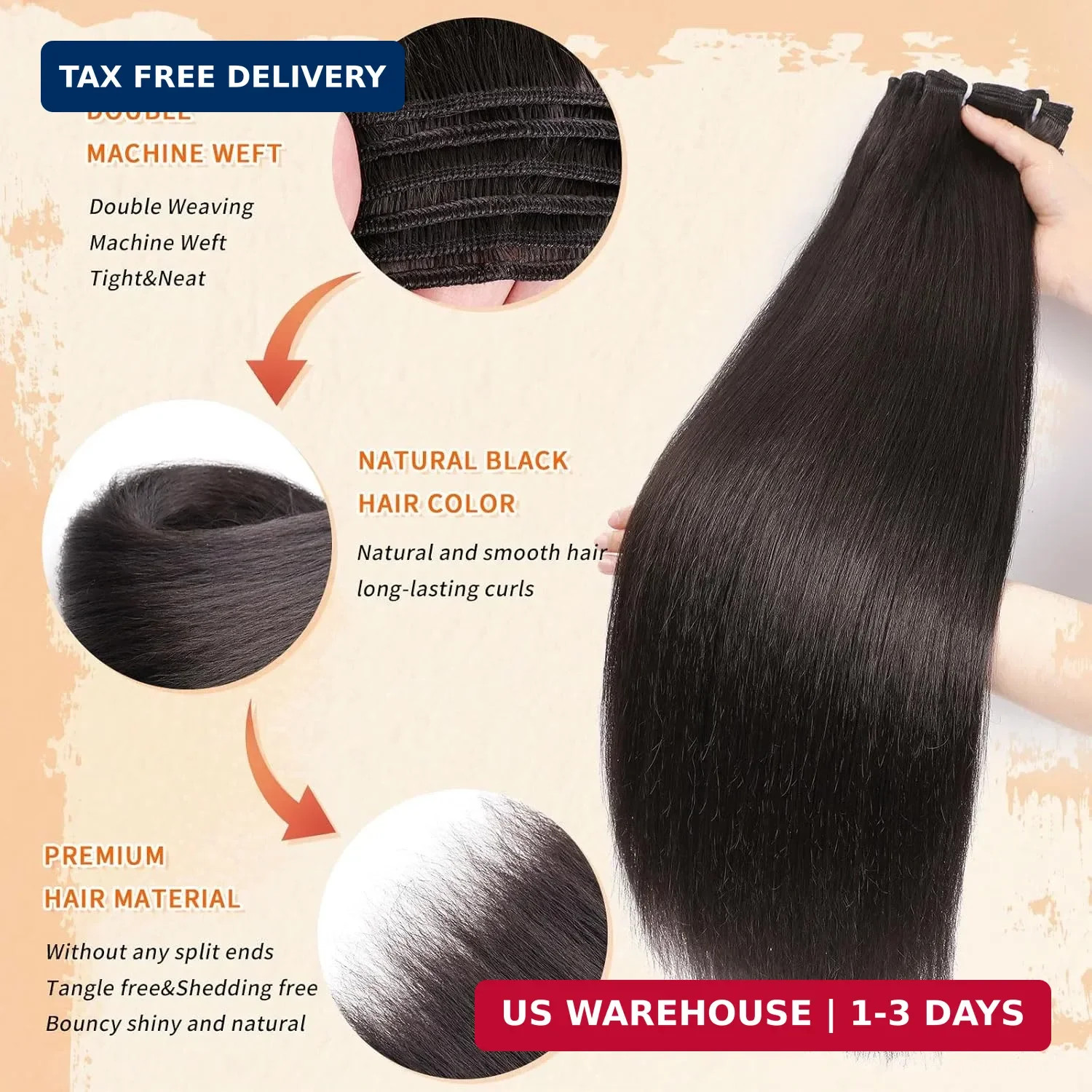 6 Bundles Yaki straight bundles hair,Human Blend Synthetic Hair Yaki Straight fo