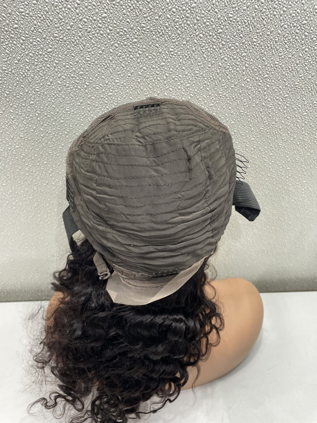 Natural Black Deep Wave Human Hair Blend 13×4 Lace Front 180% Density Wig, 16″