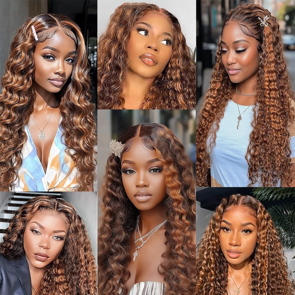 Qeuope Ombre Two Tone Color 4 Mixed Color 30 Deep Curly Bundles 30 32 34 Inch