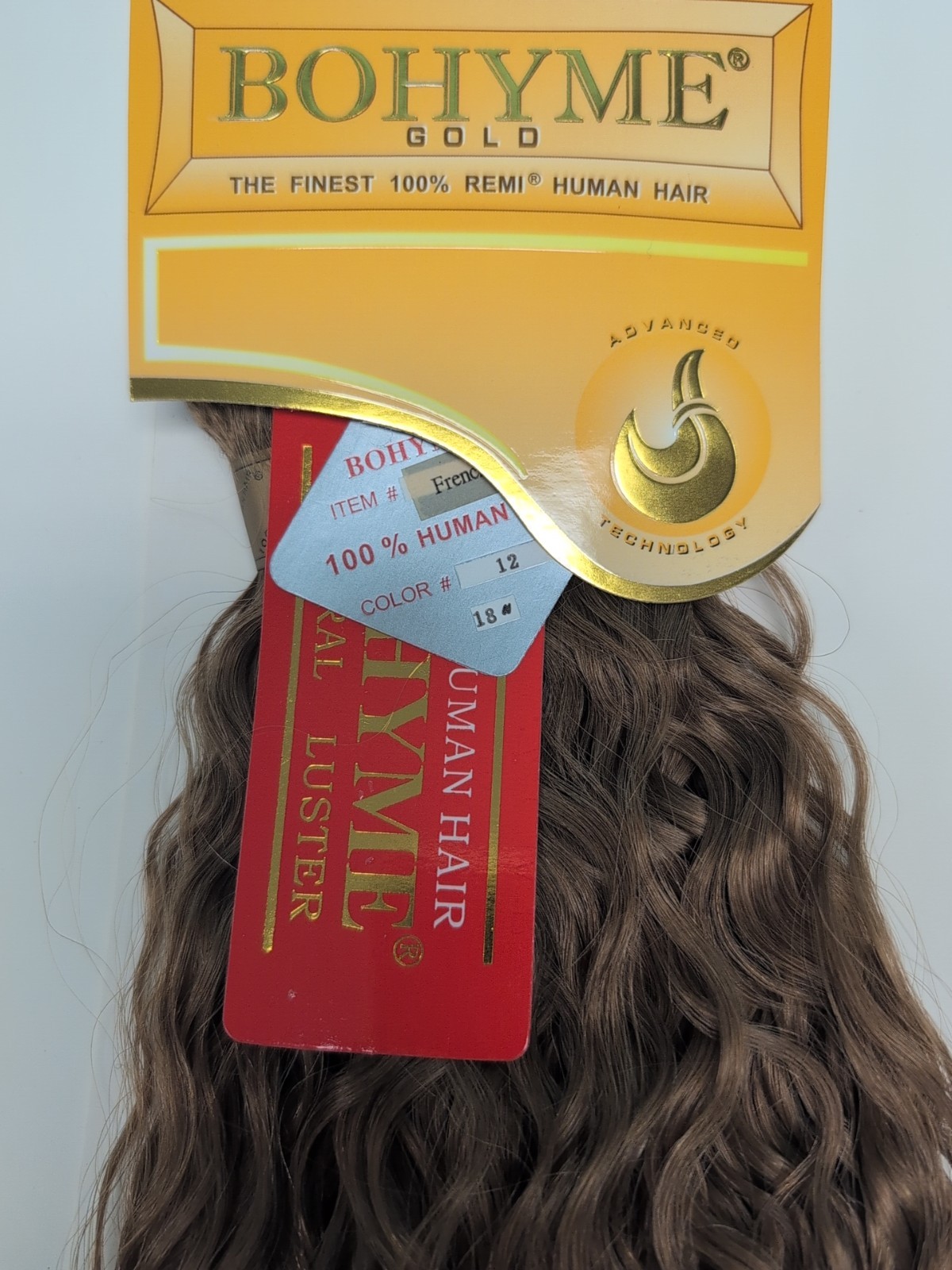 Bohyme Gold 100% Remi Human Hair French Refined Curl Length 18 ” Color #12