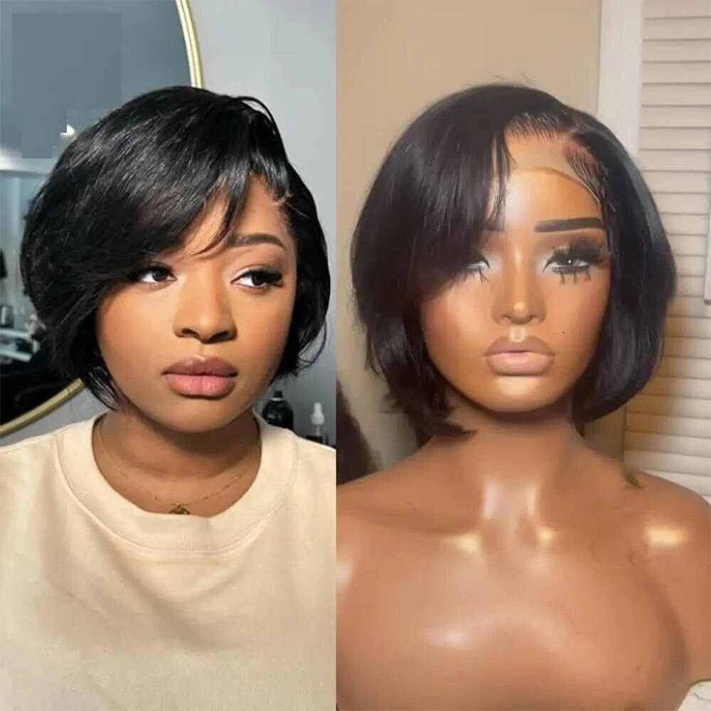 6 Inch Short Bob Wigs Straight Bob Wig 13x4x1 Side Part Bowl Cut Bob for Women