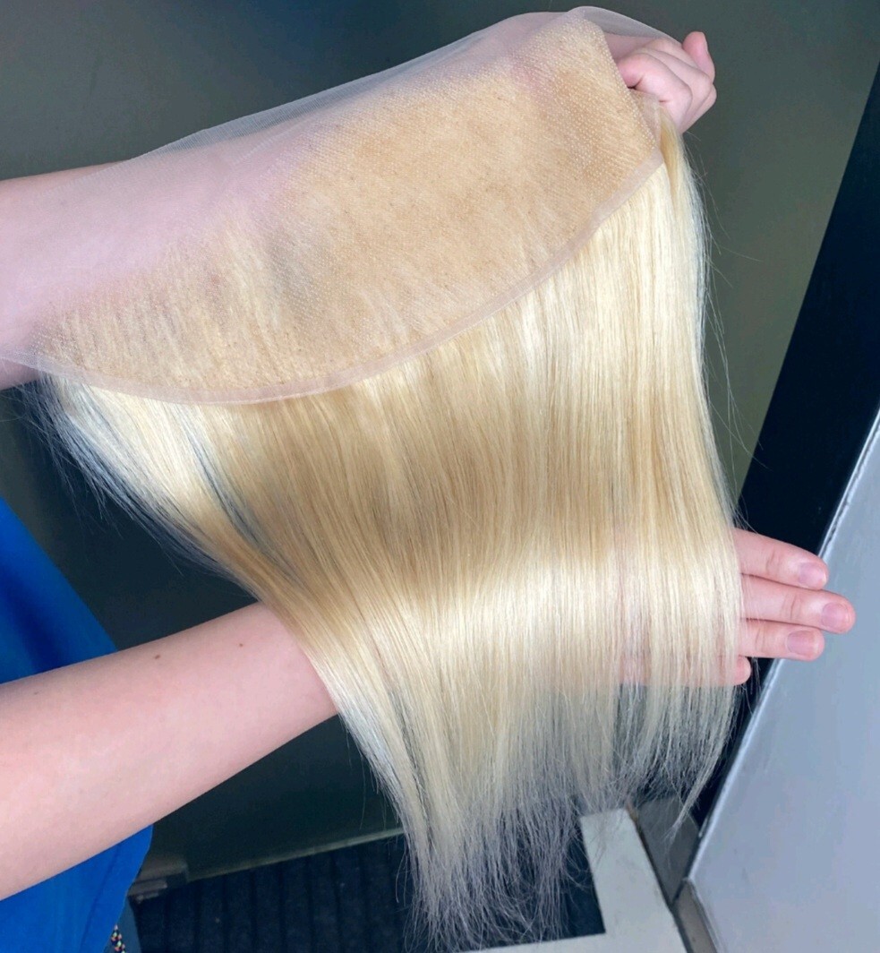 12INCH TRANSPARENT BRAZILIAN VIRGIN HUMAN HAIR BLONDE 613# 13X4 FRONTAL STRAIGHT