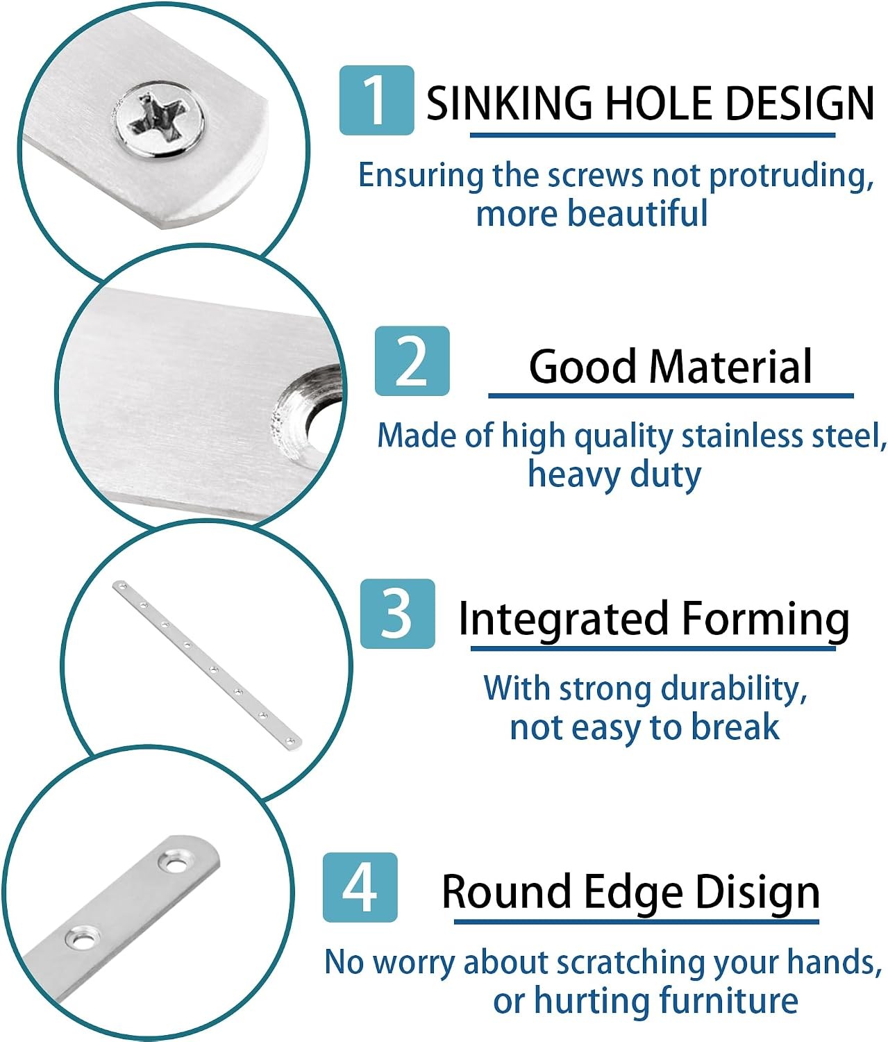 11.5 Inch Stainless Steel Straight Brace, Flat Straight Support, Repair Fixed Br