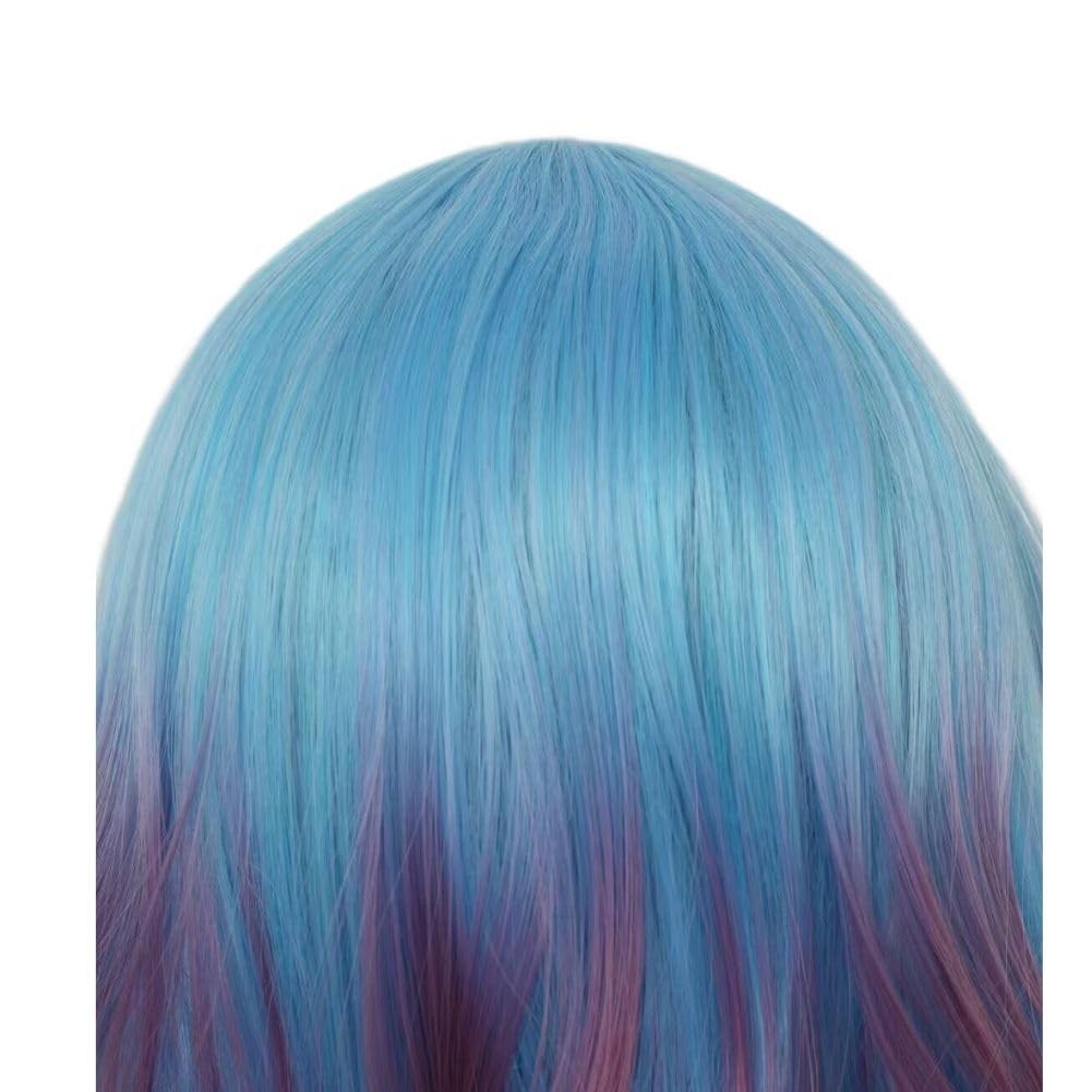 Long Curly Wave Ombre Purple Wig for Women Blue To Purple Hair Wigs Middle Pa…