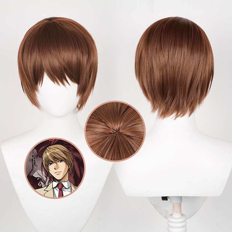 Kira Short Brown Comb Over Side Swept Bangs Wig Heat Resistant Synthetic Cosplay