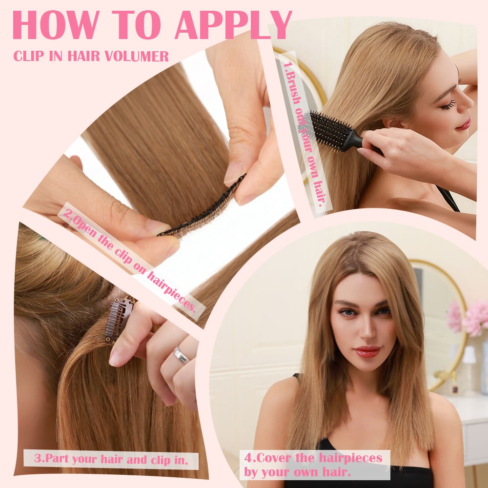 6PCS Real Human Hair Clip in Short Hair Extensions 100% Remy Hair Pieces Thin US