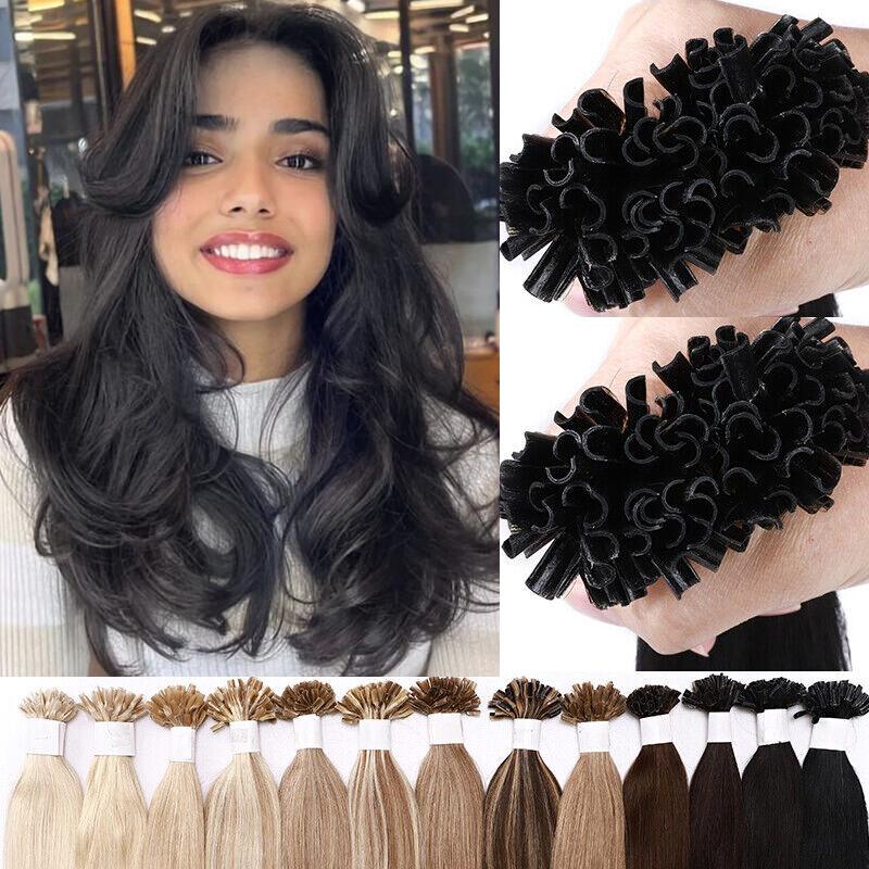 Pre-Bonded Nail U Tip Russian Remy Human Hair Extensions 150g Thick Full Head