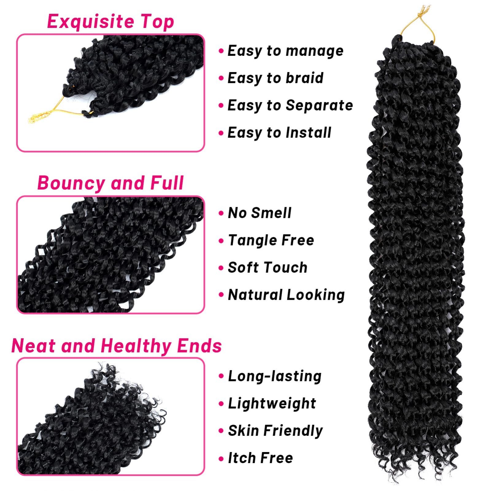 18″ Passion Twist Crochet Hair – 7 Packs Water Wave Bohemian Curly Braids for Bu
