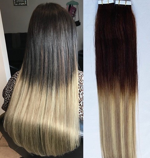 18″,20″(100g,40pc),BALAYAGE Ombre 100% Human Tape In Hair Extensions T2-18/613