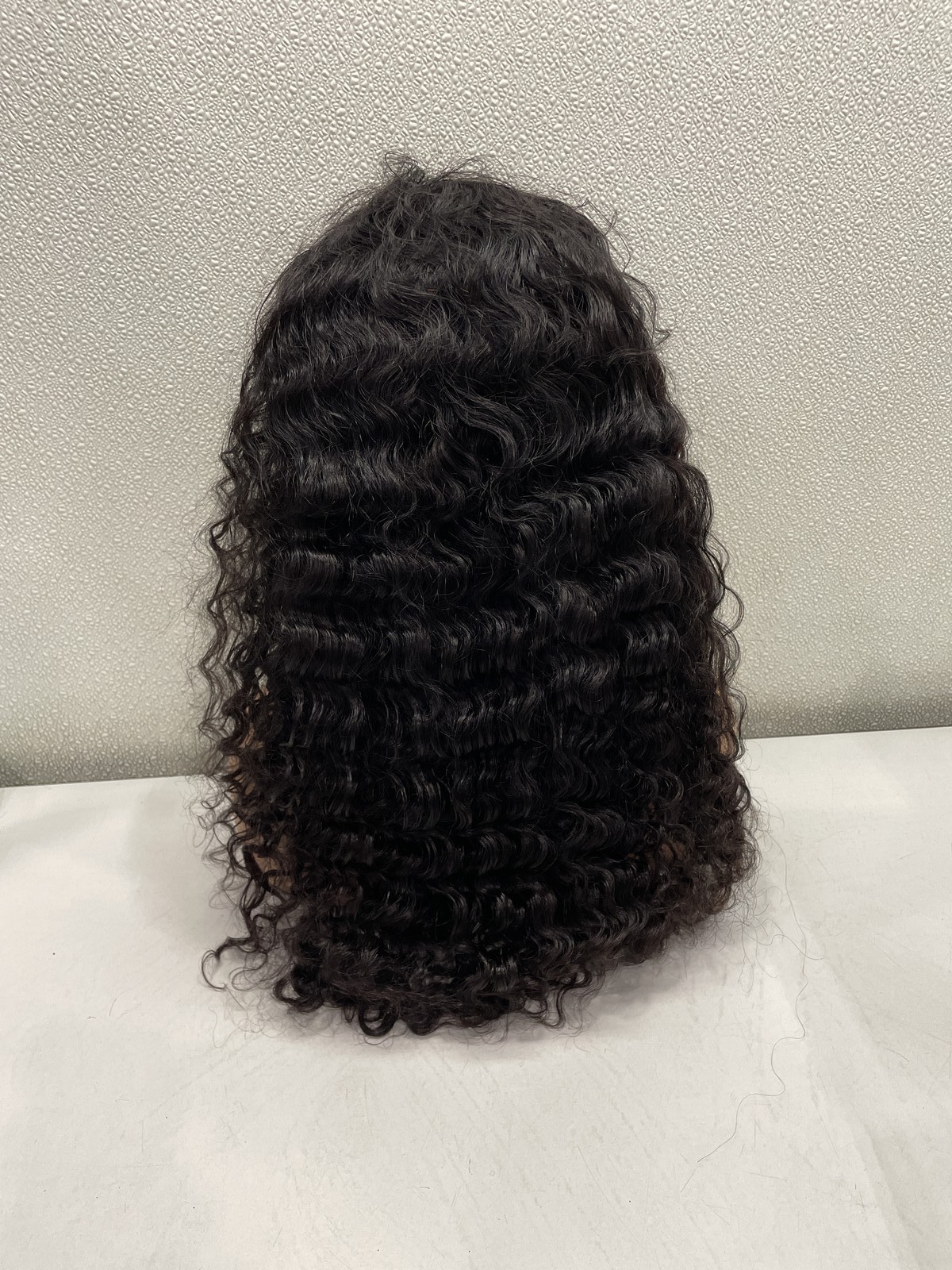 Natural Black Deep Wave Human Hair Blend 13×4 Lace Front 180% Density Wig, 20″