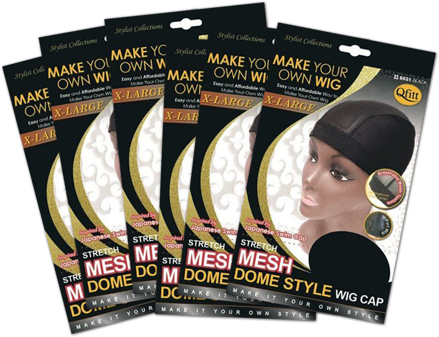 6 Pcs QFITT MESH DOME STYLE WIG CAP Black,Brown,Auburn,Beige