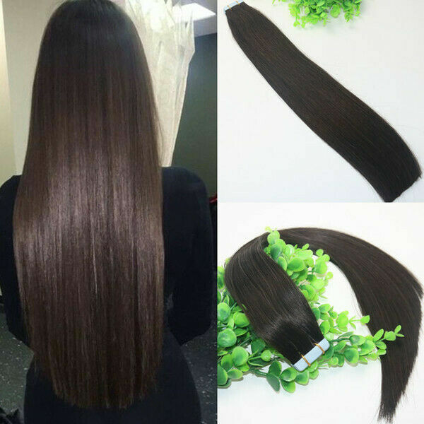 12AA RUSSIAN TAPE IN HAIR Extensions COLOUR 2# DARK BROWN 40Pcs 100g STRAIGHT