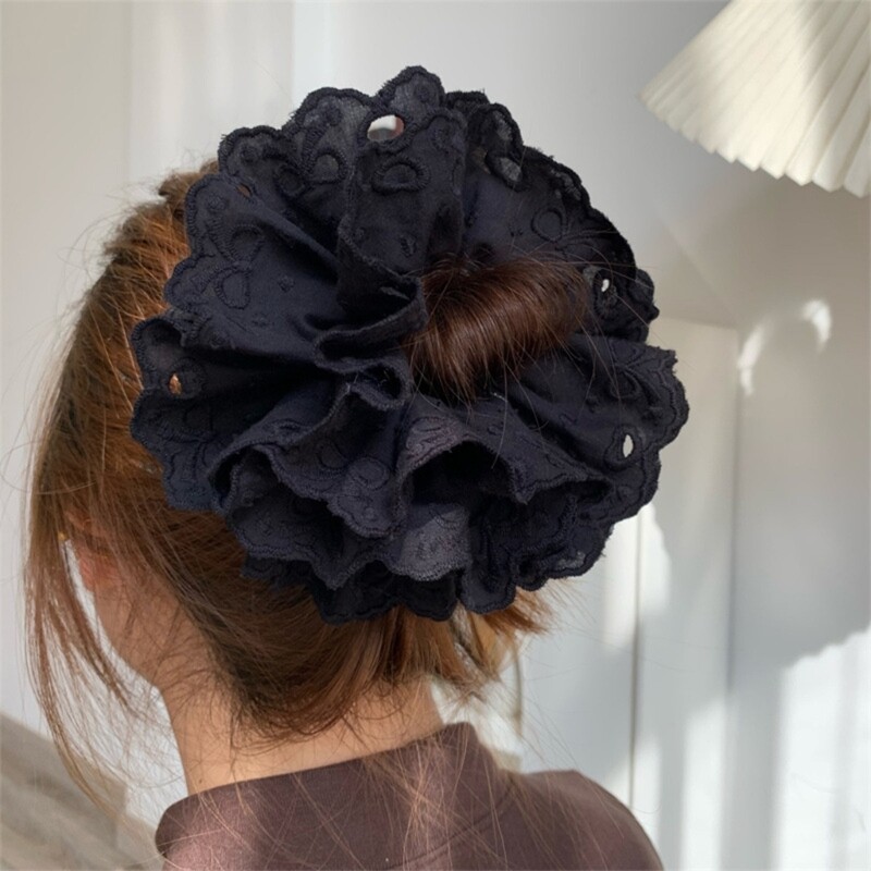 Multi Layer Hair Scrunchy Oversized Lace Hairpieces Elegant Ruffle Headdress
