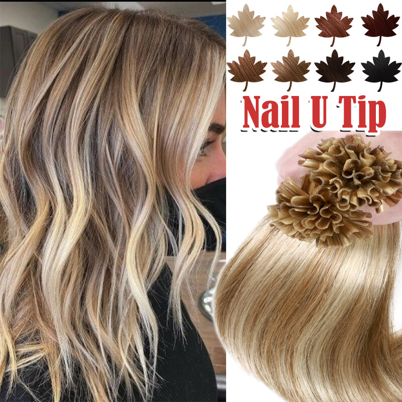 Nail U Tip Extensions 100% Remy Human Hair THICK Keratin Pre Bonded Balayage USA