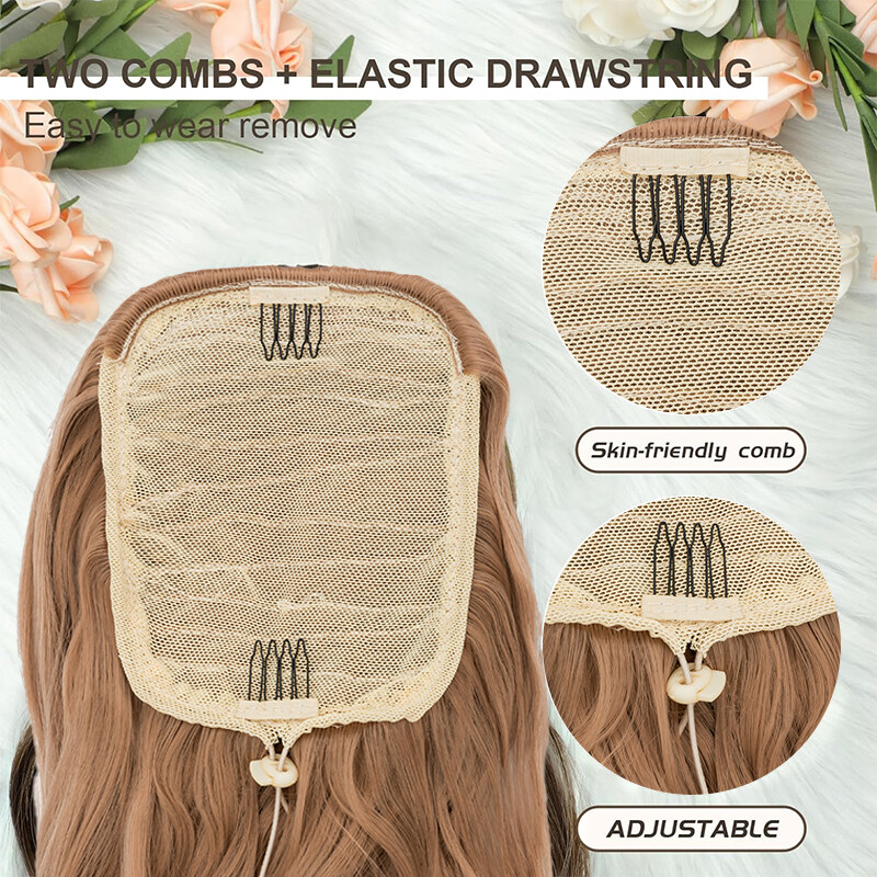 Long Braids Ponytail Drawstring Straight Body Wave Hair Extension Real As Human