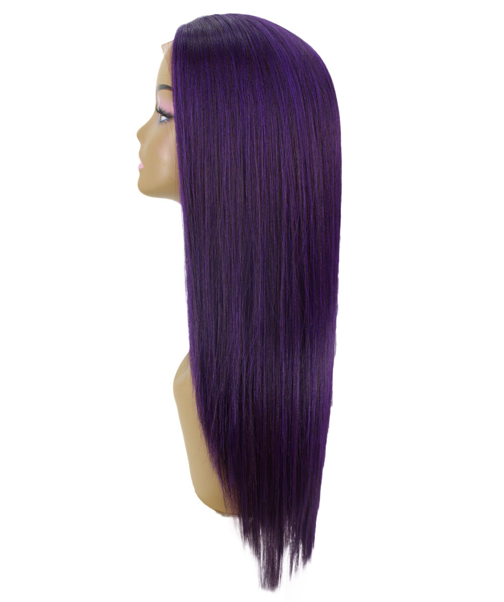 LUXLUXE Yoko Straight 30″ Long 360 Degree Hand-Tied Lace Front Wig Violet Blend