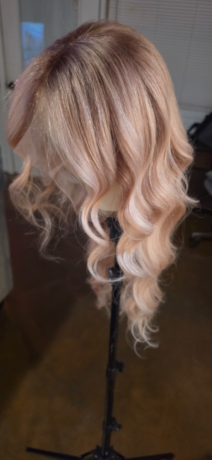 30″ Custom-colored 100% Human Hair Lace Front Wig – Pink Champagne