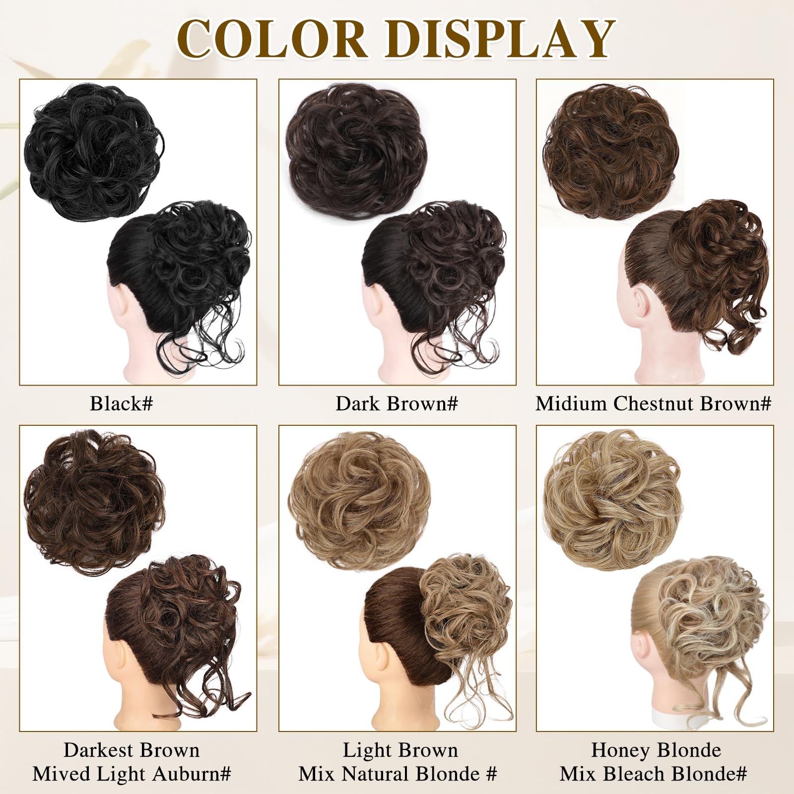 2PCS Messy Bun Hair Piece Curly Wavy Hair Bun with Elastic Band Synthetic Chi…
