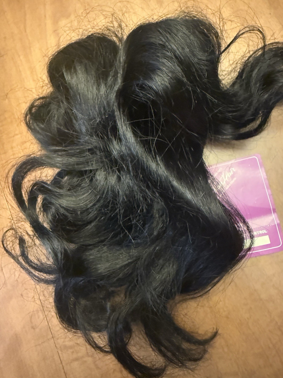 VTG Human Hair Piece/crown Bun Black Wavy New With Tags 70’s