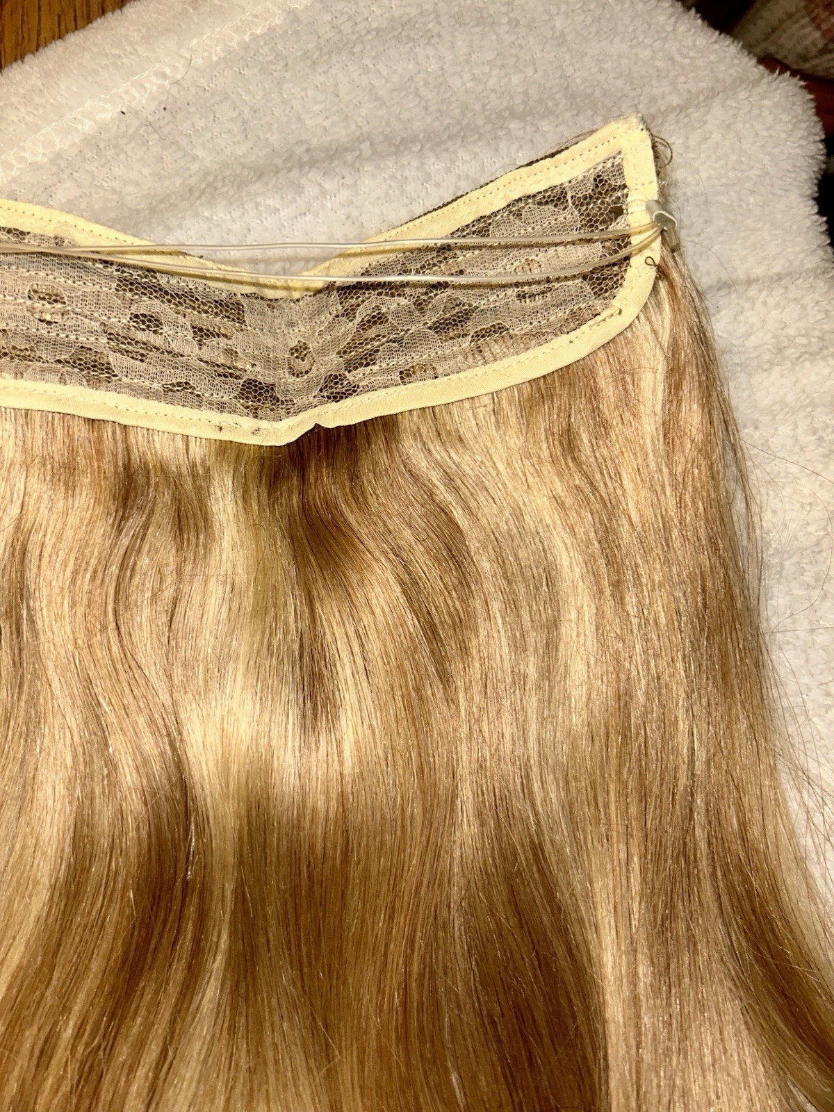 Blonde W Highlights Halo Hair Extensions daydream hidden crown 18” Color 60/8