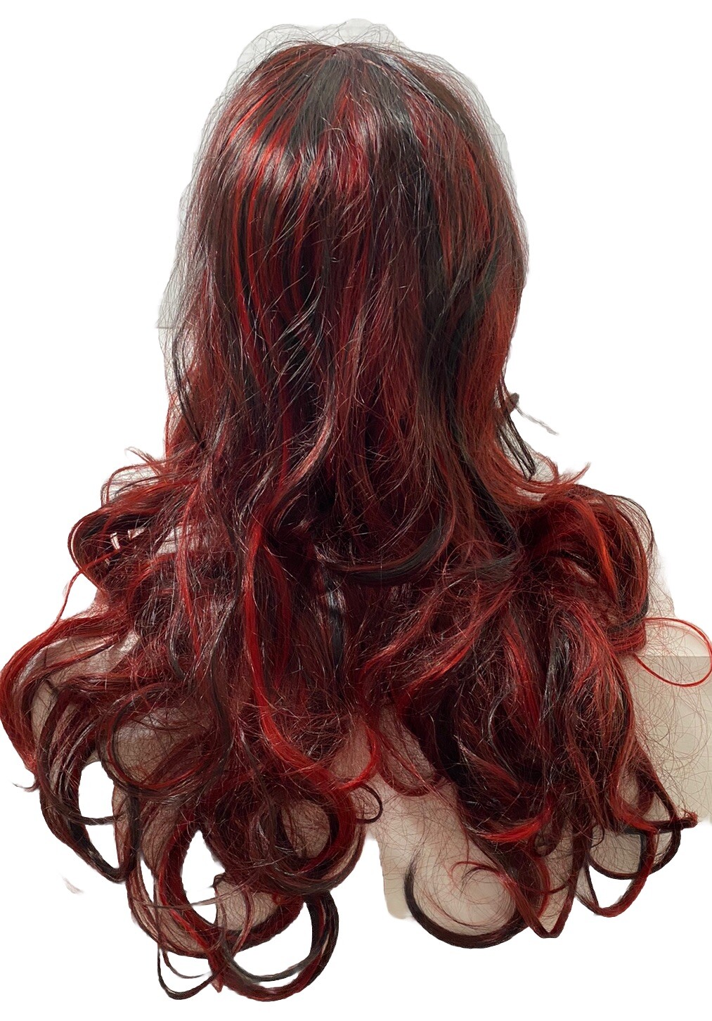 Long Hair Wig 23 IN Fashion Wavy Wig Cosplay Costume Red And Black With Hair Net