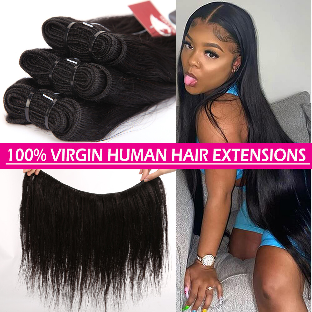 Malaysian Indian Virgin Human Hair Extensions Weave Weft Straight 400g 4 Bundles