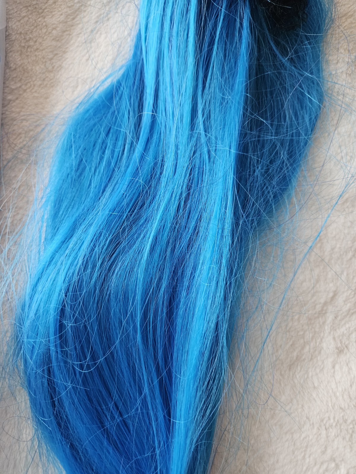 Wig Clip Neon Blue Silky 40 Inches Straight Cosplay Arda Costume NEW