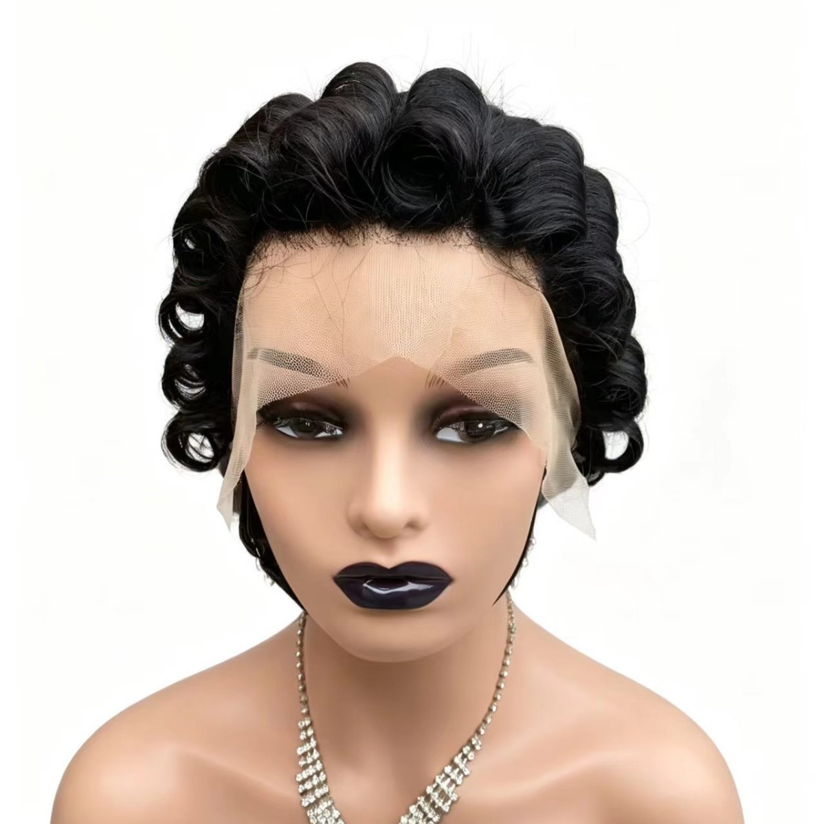 Short Curly Pixie Cut Wig 13×4 Lace Front Human Hair 6 Inch 1B# Black Women Wig