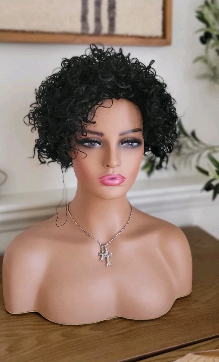 💕 SPIRAL CURL SHORT WIG BLACK PREMIUM QUALITY DAILY NATURAL FASHION BOBBI BOSS