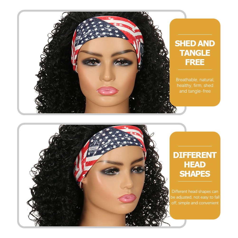 Headband Wig High Temperature Wire Black for Women Party 1Pack 16 Inches