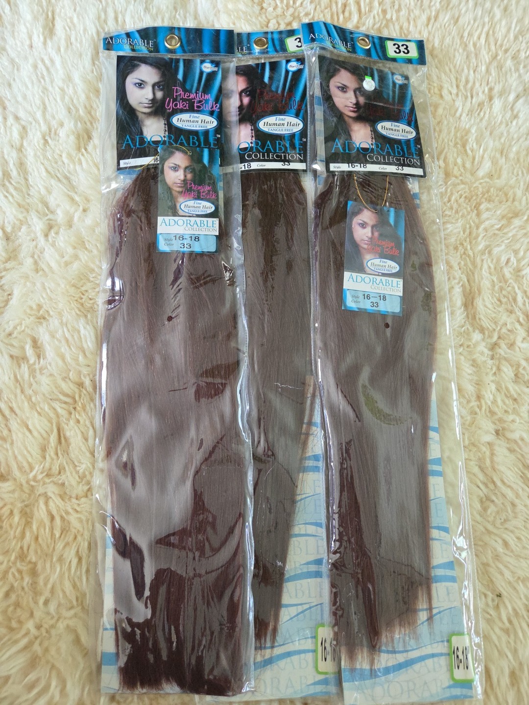 Color #33 Human Hair Yaki Straight Bundles Reddish Brown Straight Human Fine