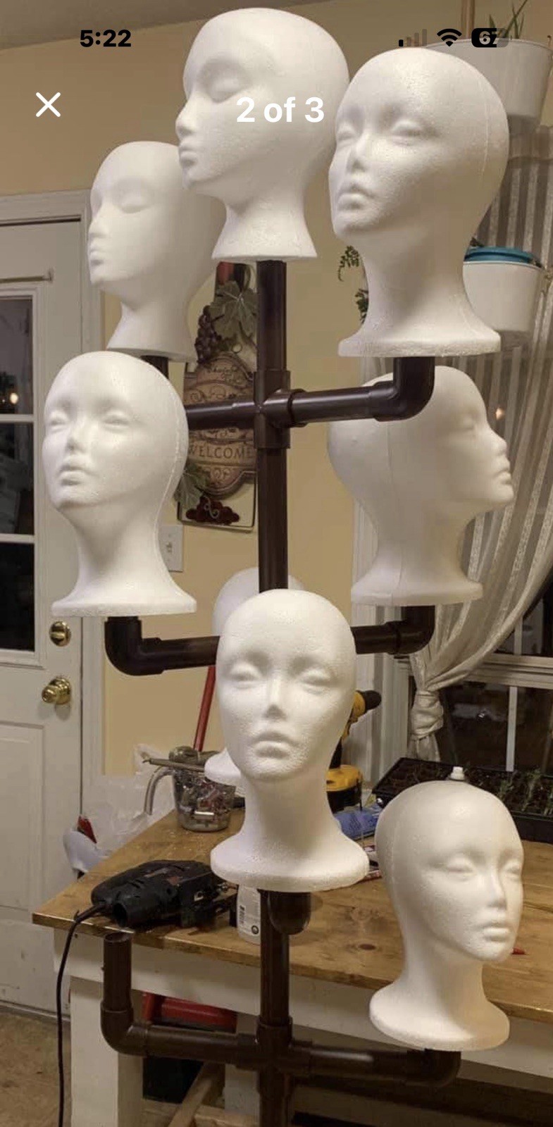 Wig Stand Holder From 5 Heads To 9 All Kind Of Colors Black,Pink,Rose Gold Etc..