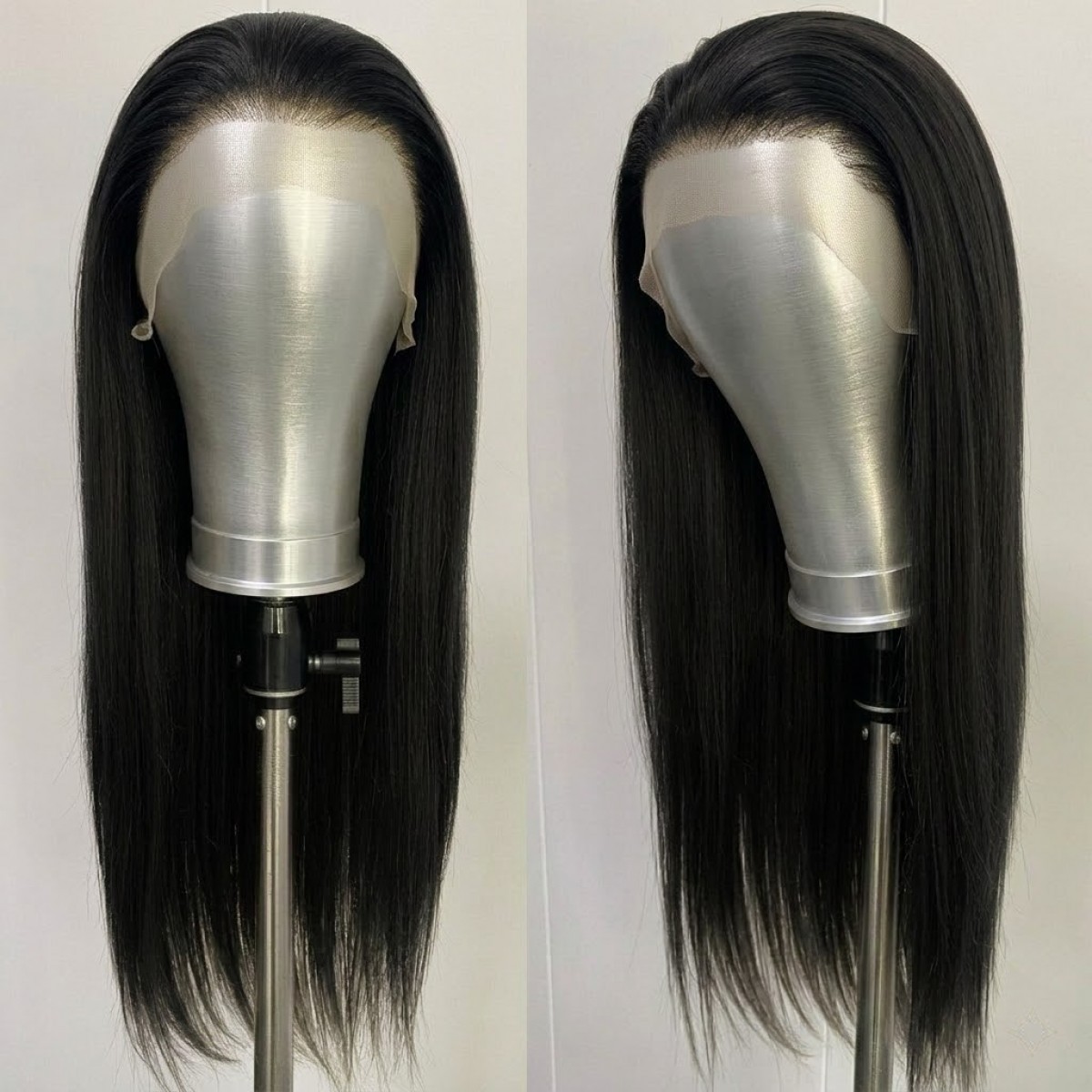Off black Long Straight Lace Front Wig Natural Pre Plucked Synthetic Hair