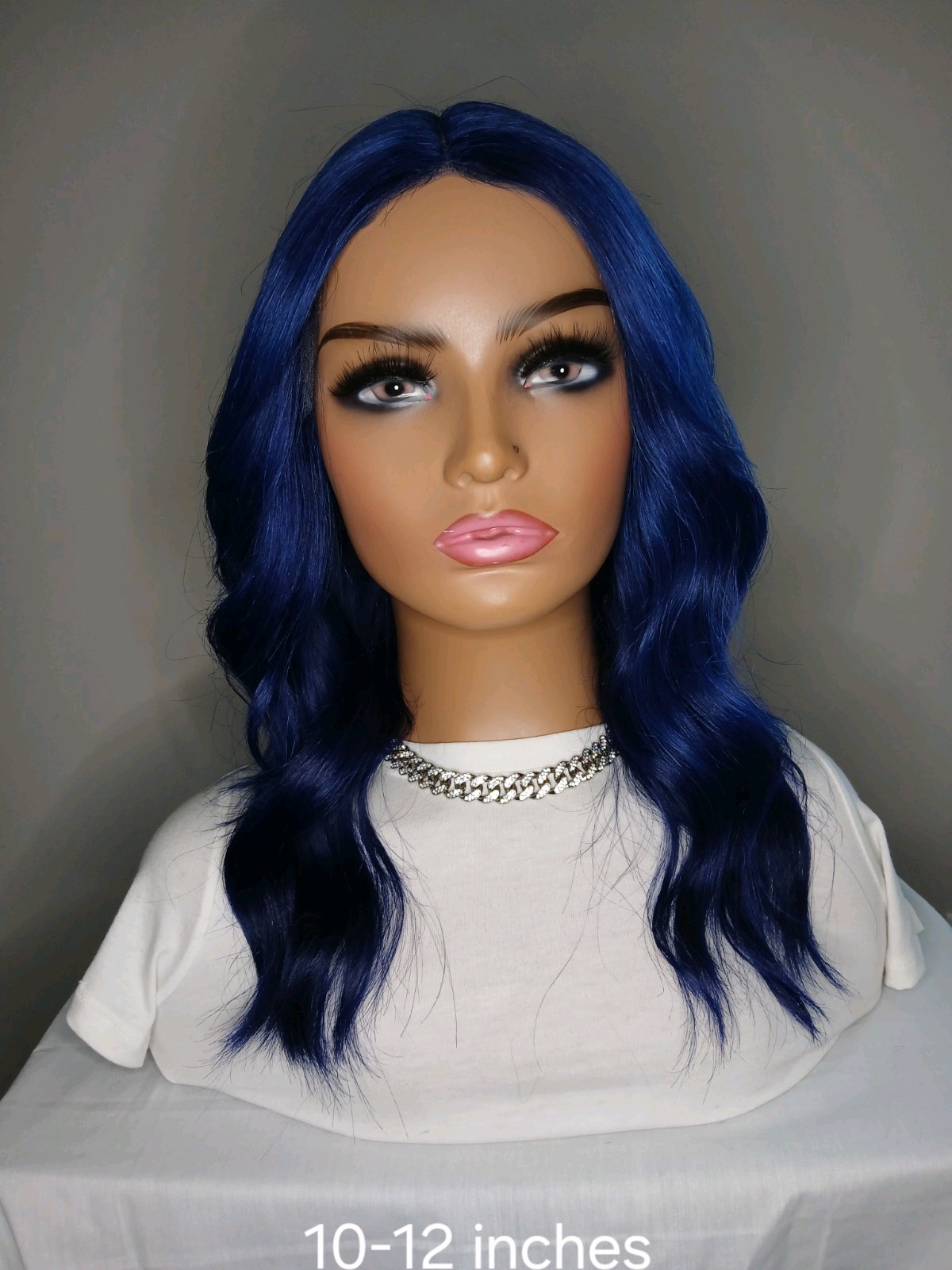 100% Human Hair Wig T-Part With Custom Vibrant Blue Color And Layers