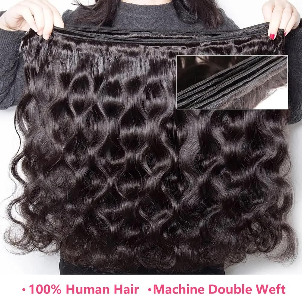 Feibin Human Hair Bundles Closure 10 12 1410 Inch Body Wave Closure Bundles 100